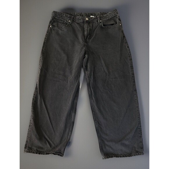 H&M & Jeans 2 Pair Baggy Loose Fit / High And Low Waist Size 16 Black/blue - Picture 2 of 16